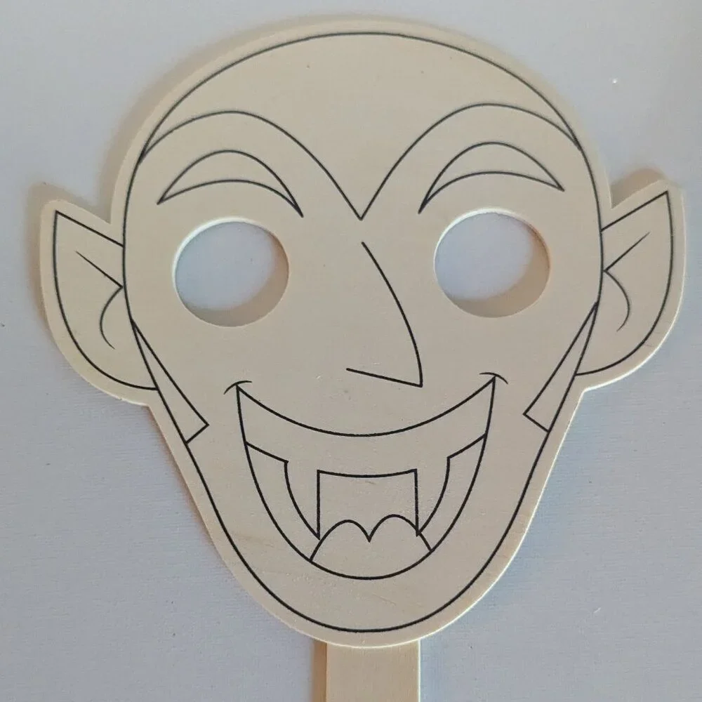 NWT Halloween 3 Wood Masks DIY Crafts Creatology Cat Witch Dracula Trick Treat